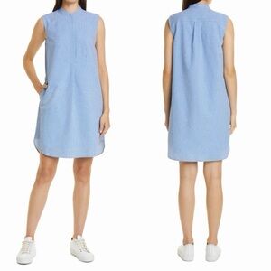 NWT MM LAFLEUR Gingham Seersucker Shift Blue Mini Dress Sz XS